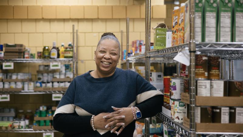 Food shelf coordinator Althea Lankford at Hallie Q. Brown