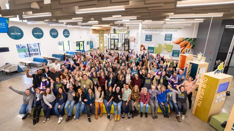Large group photo of the Second Harvest Heartland employees