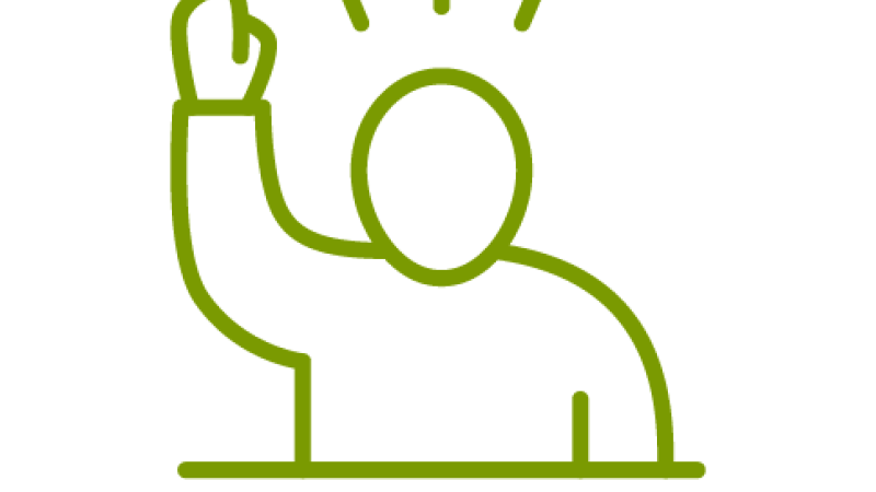 Icon of a volunteer with their hand raised