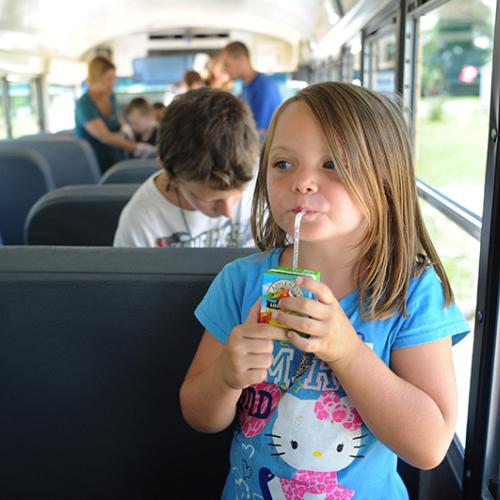 Girl on School Bus