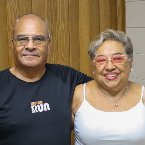 A husband and wife at a food shelf