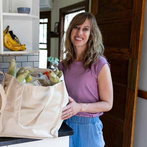 Woman with groceries