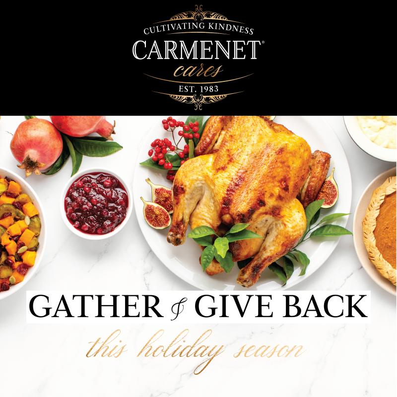 Carmenet Winery Cares graphic w/ food & wine Carmenet Winery Cares graphic w/ food & wine
