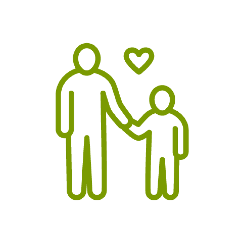 Icon of an adult holding hands with a child