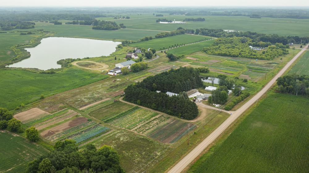 Aerial view of Dawn2Dusk farm