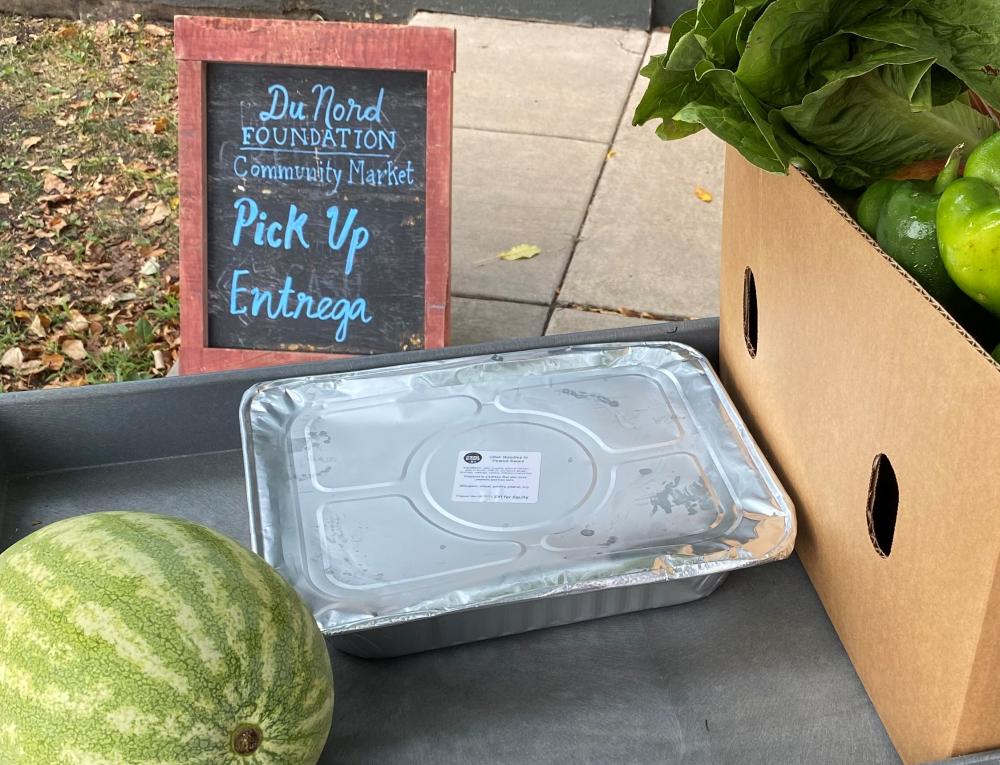 Food on a cart waiting to be picked up