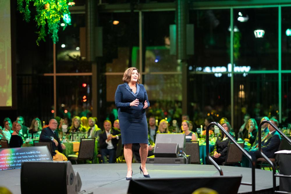 Allison O'Toole on stage at the Dish Gala