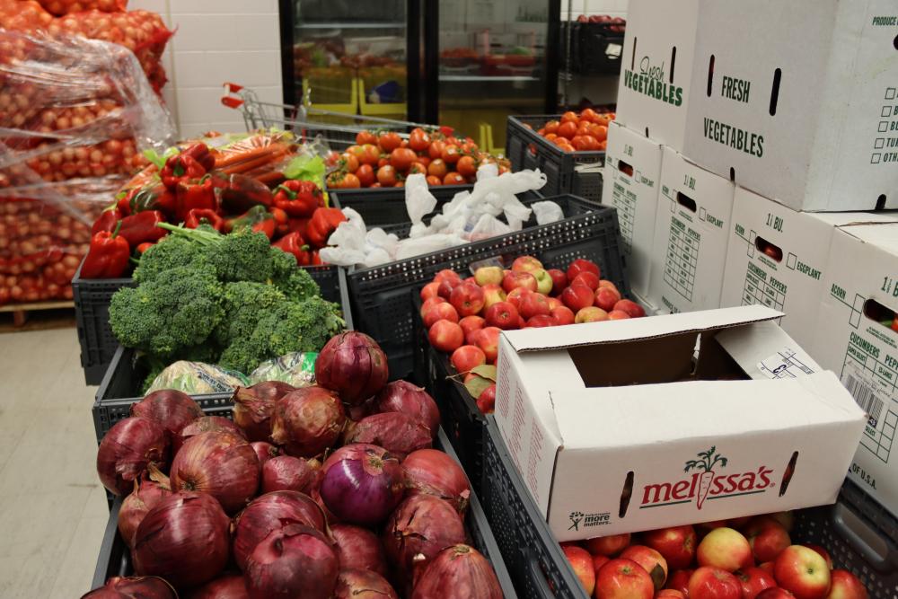 Bins of fresh produce