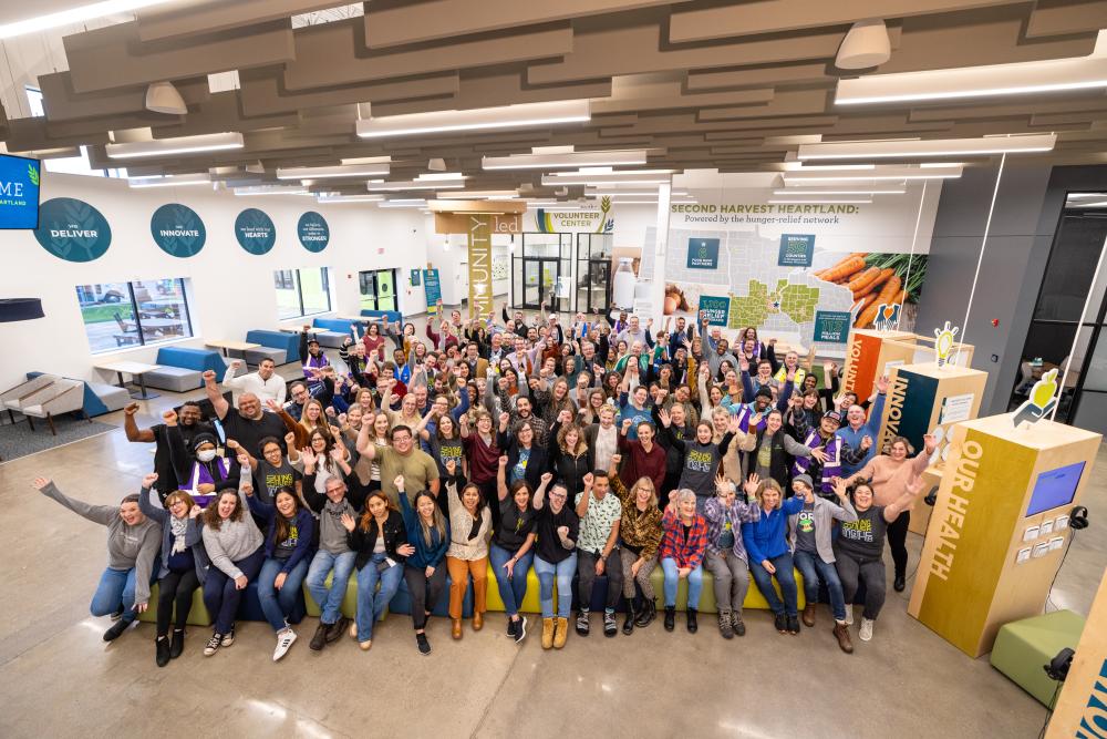 Large group photo of the Second Harvest Heartland employees