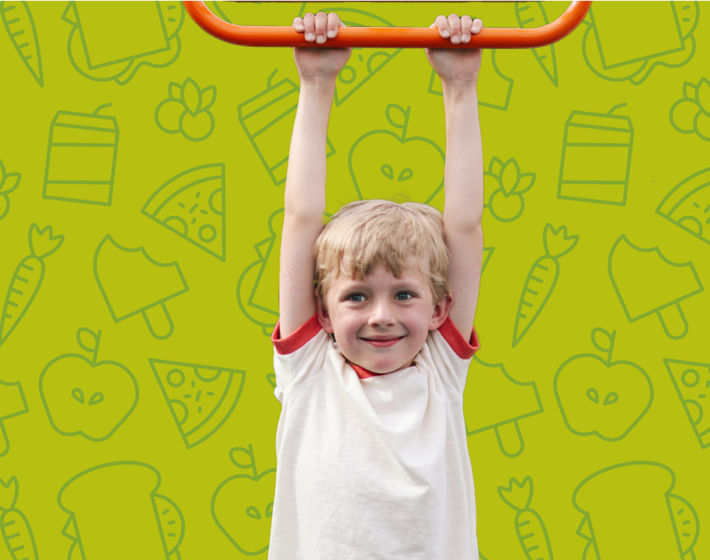 KARE Summer Meals Child on playground equipment