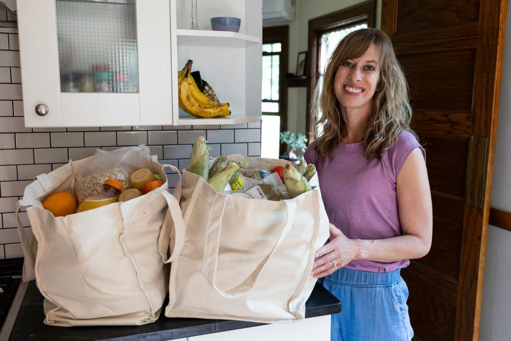 Woman with groceries