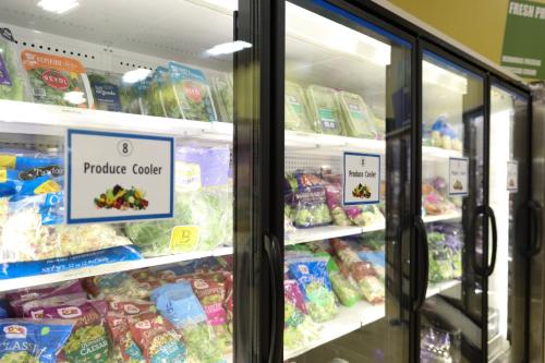 Produce cooler at Catholic Charities Food Shelf in St. Cloud
