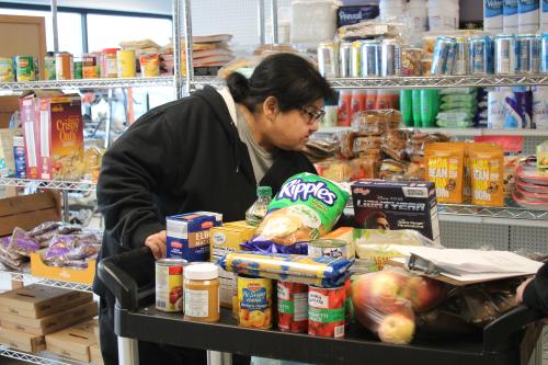 Dorinda shopping at the Department of Indian Work food shelf