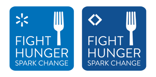 Fight Hunger. Spark Change. campaign logo with Walmart and Sam's Club logos