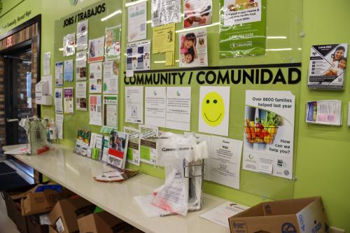 Community board at the Gather and Grow Waconia United Food Shelf