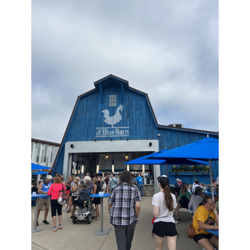 A constant line outside the famous Blue Barn