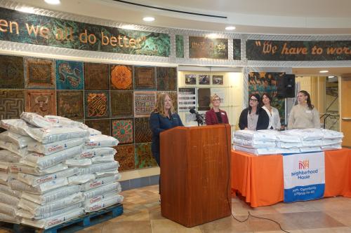 Lindsey Ochmanek and representatives from Animal Humane Society and Neighborhood House announcing the new partnership. Lindsey Ochmanek and representatives from Animal Humane Society and Neighborhood House announcing the new partnership.