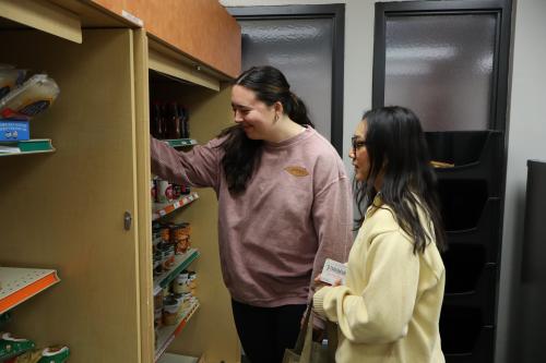 Students stock the food shelf