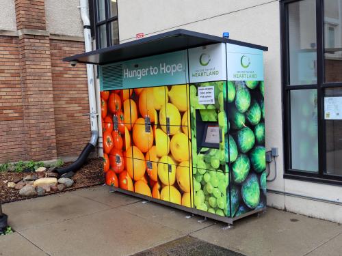 A food locker outside of a food shelf