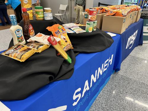A display of shelf-stable food items