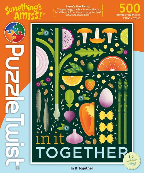 Puzzle Twist Box with colorful food puzzle